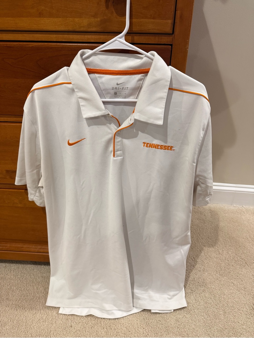 Nike White Polo with Orange Trim and Tennessee Embroidery